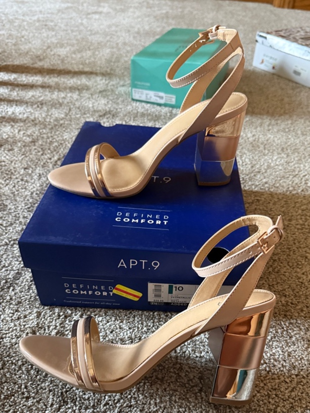 Apt. 9 Rose Gold Metallic Block Heel Ankle-Strap Sandals